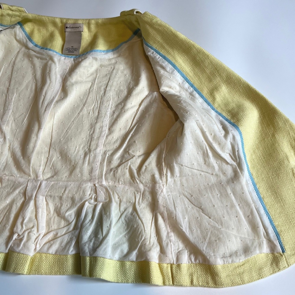 Anthro Elevenses Size 10 Cropped Blazer Vest Yellow Linen Peplum Twee Whimsy - Picture 10 of 10